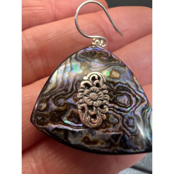 NEW Abalone shell sterling silver dangle earrings - Picture 7 of 10